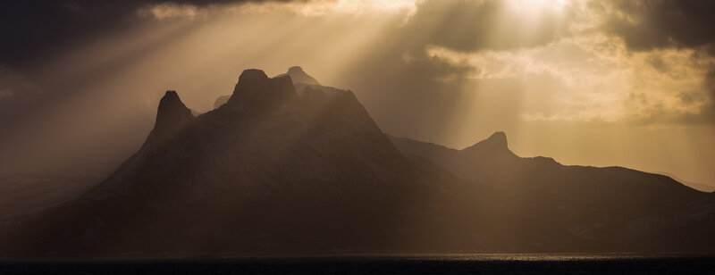 Mountain Range Silhouette — Gold, Dramatic