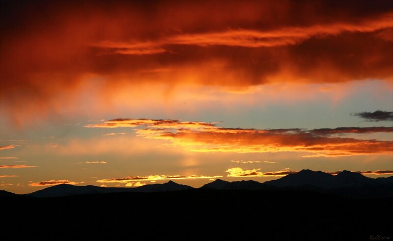 Mountain Range Silhouette — Orange, Dramatic, Sunset, Photograph, Clouds