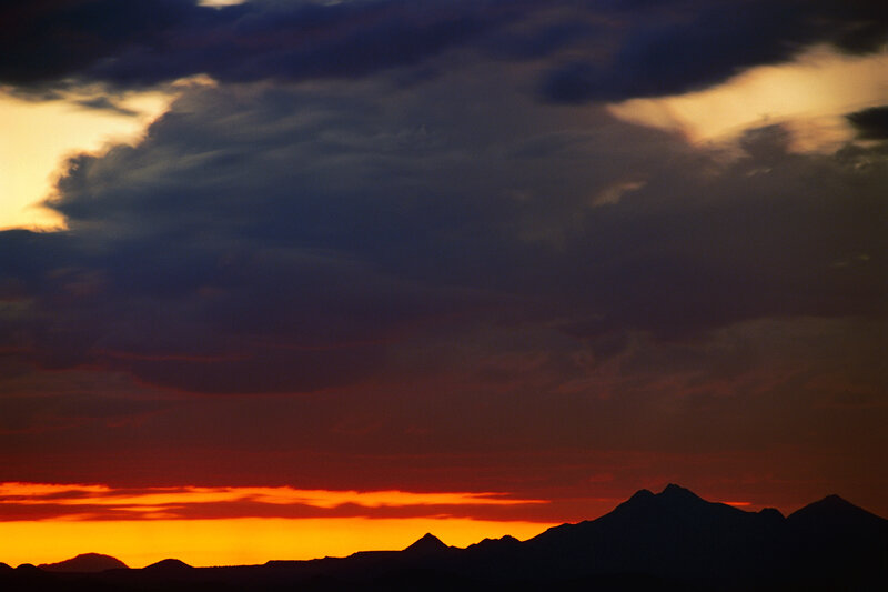Mountain Range Silhouette — Orange, Dramatic, Sunset