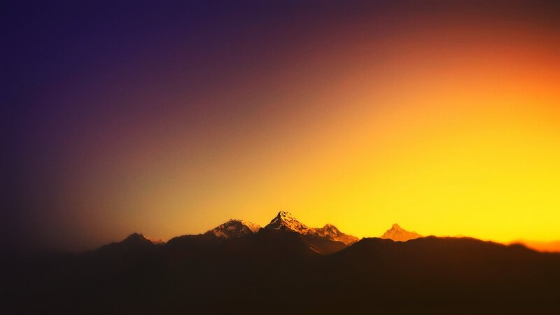 Mountain Range Silhouette — Orange, Dramatic