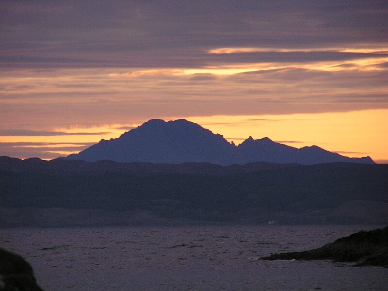 Mountain Range Silhouette — Orange, Serene, Sunset, Photograph