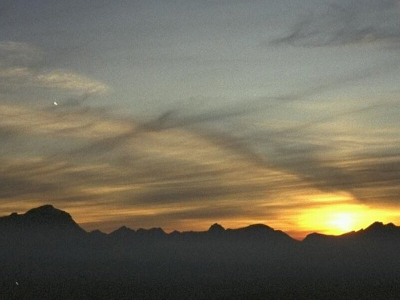 Mountain Range Silhouette — Orange, Serene