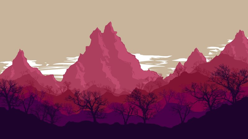 Mountain Range Silhouette — Purple, Dramatic
