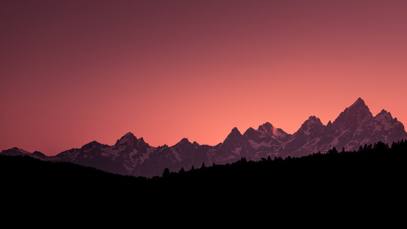 Mountain Range Silhouette — Red
