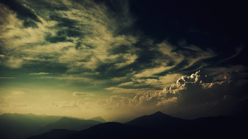 Mountain Range Silhouette — Yellow