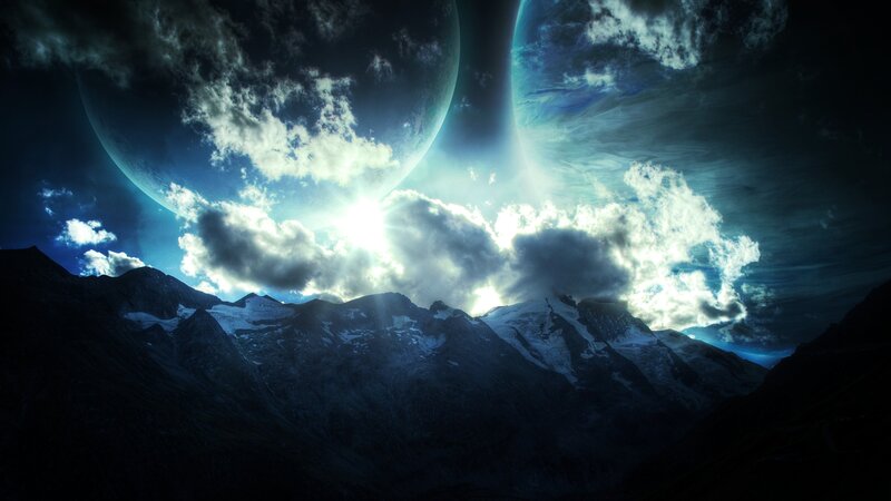 Mountain Range under Alien Sky