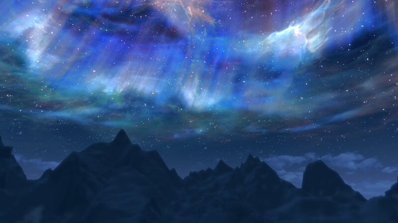 Mountain Range under Aurora