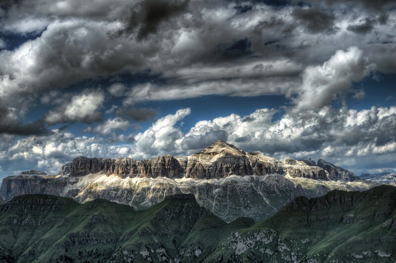 Mountain Range under Clouds — Blue, Dramatic, Afternoon, Photograph