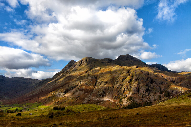 Mountain Range under Clouds — Blue, Dramatic, Afternoon