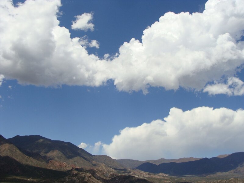 Mountain Range under Clouds — Blue, Serene, Afternoon, Photograph, Sky, Mountains