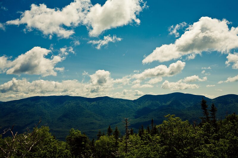 Mountain Range under Clouds — Blue, Serene, Afternoon, Photograph, Trees