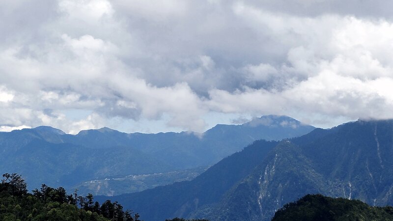 Mountain Range under Clouds — Blue, Serene, Afternoon, Photograph, Trees, Valley