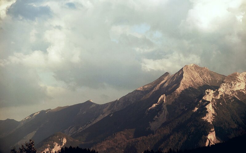 Mountain Range under Clouds — Gray, Dramatic, Afternoon, Photograph