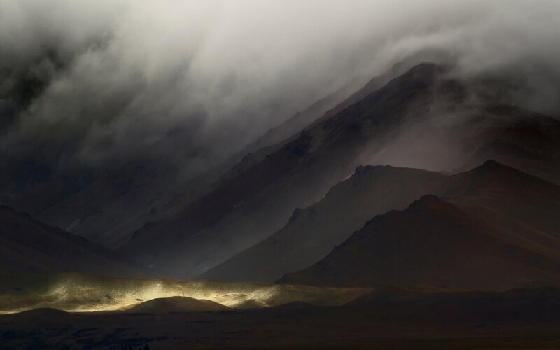 Mountain Range under Clouds — Gray, Dramatic, Photograph
