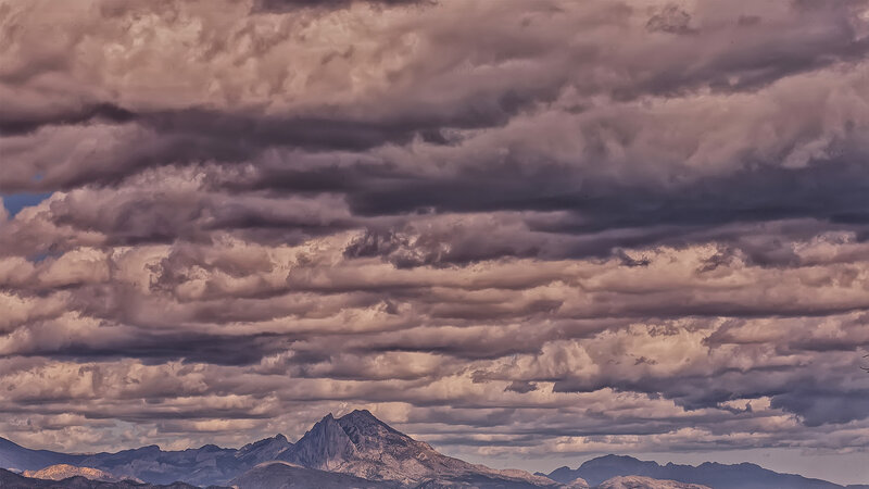 Mountain Range under Clouds — Gray, Dramatic