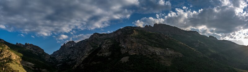 Mountain Range under Cloudy Sky — Blue, Dramatic