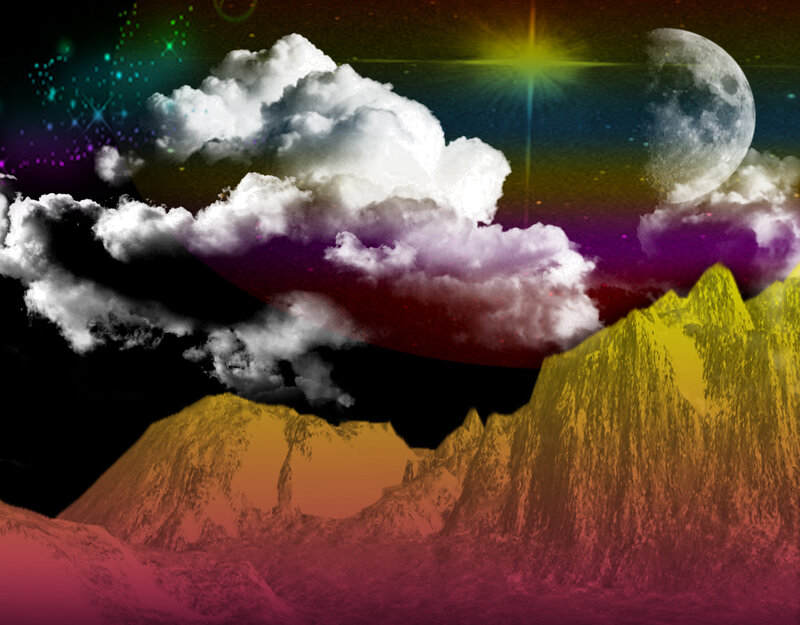Mountain Range under Cloudy Sky — Yellow