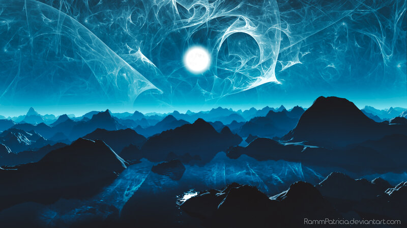 Mountain Range under Fractal Sky