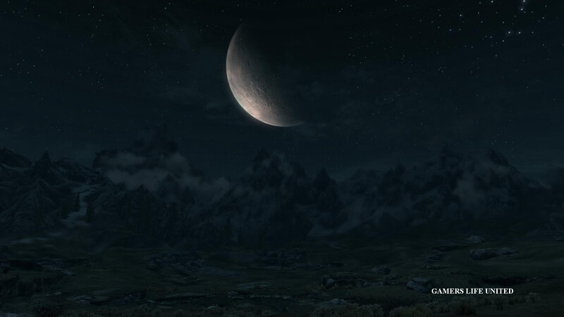 Mountain Range under Moon — Black