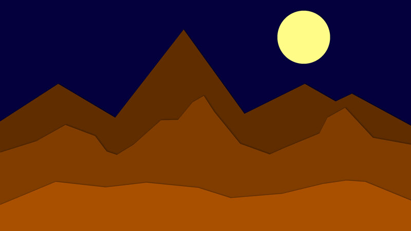 Mountain Range under Moon — Brown