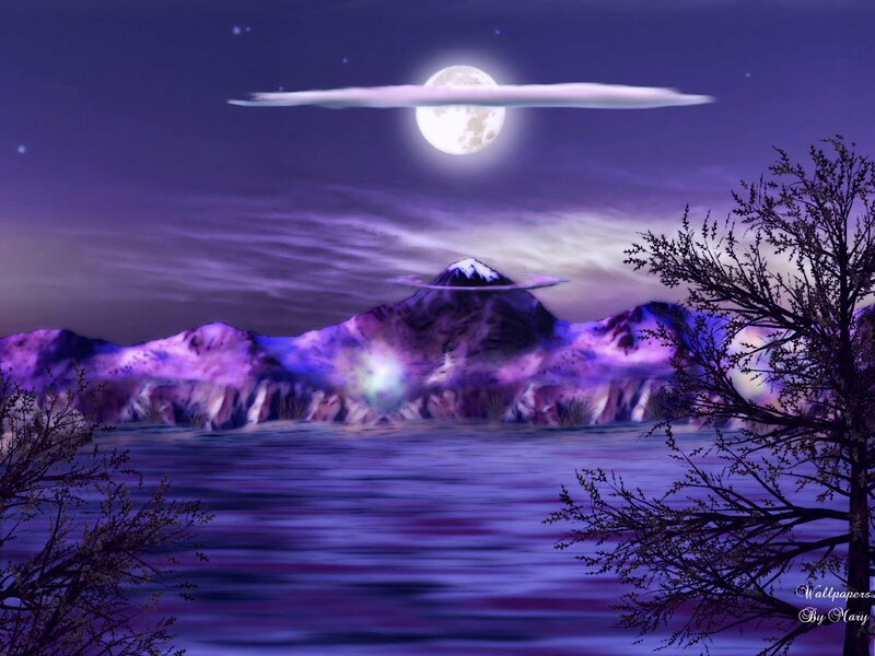 Mountain Range under Moon