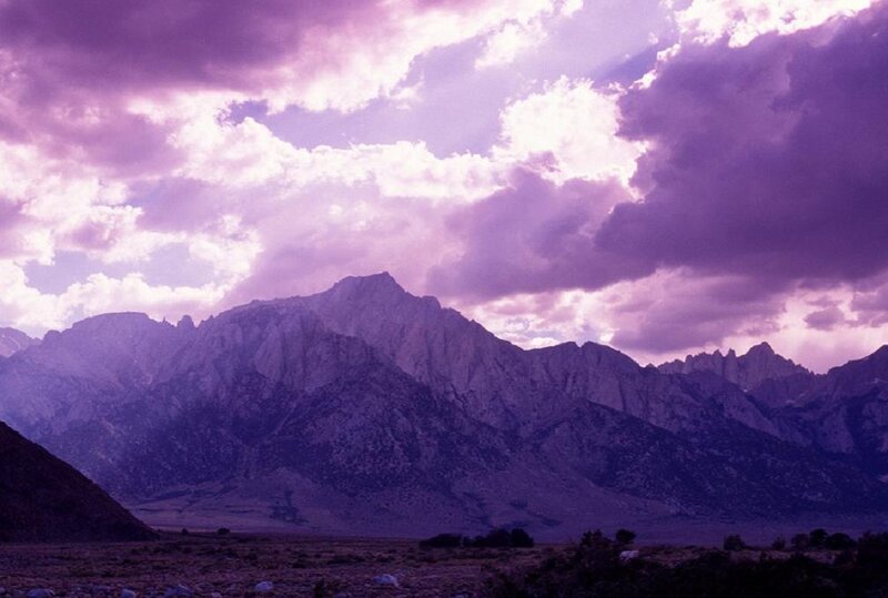 Mountain Range under Purple Sky