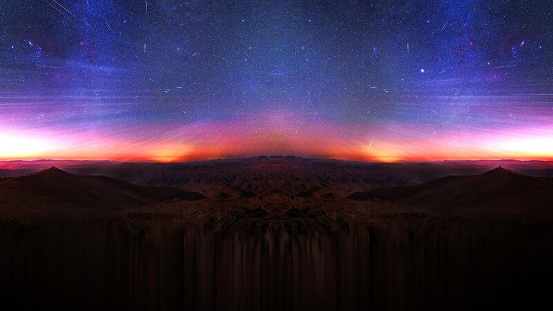 Mountain Range under Starry Sky