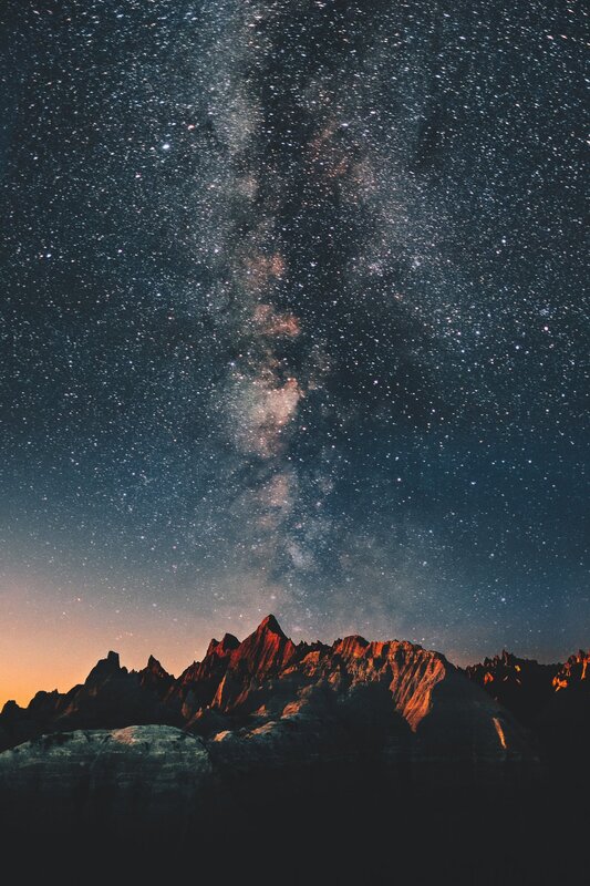 Mountain Range under Stars — Black, Dramatic, Night