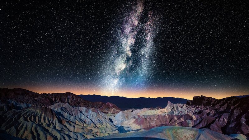 Mountain Range under Stars — Black, Dramatic