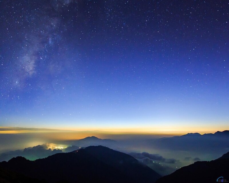 Mountain Range under Stars — Blue, Serene