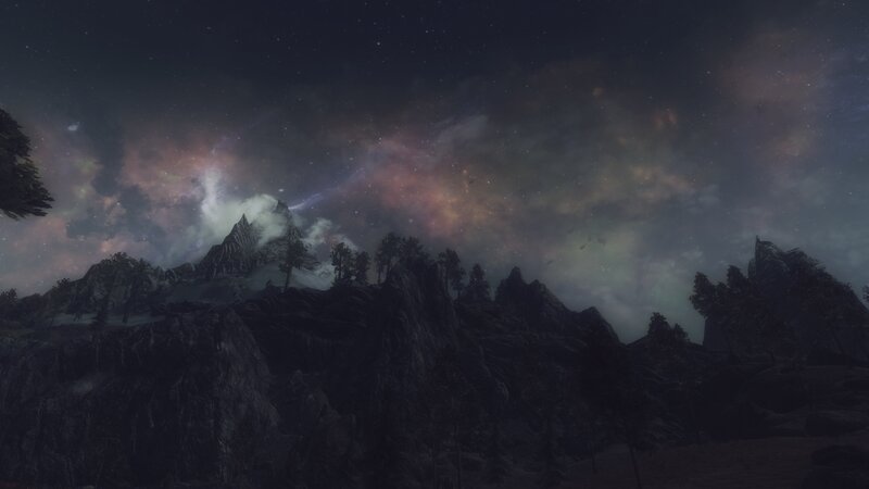 Mountain Range under Stars — Dark Blue, Serene