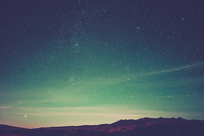 Mountain Range under Stars — Green