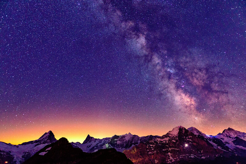 Mountain Range under Stars — Purple