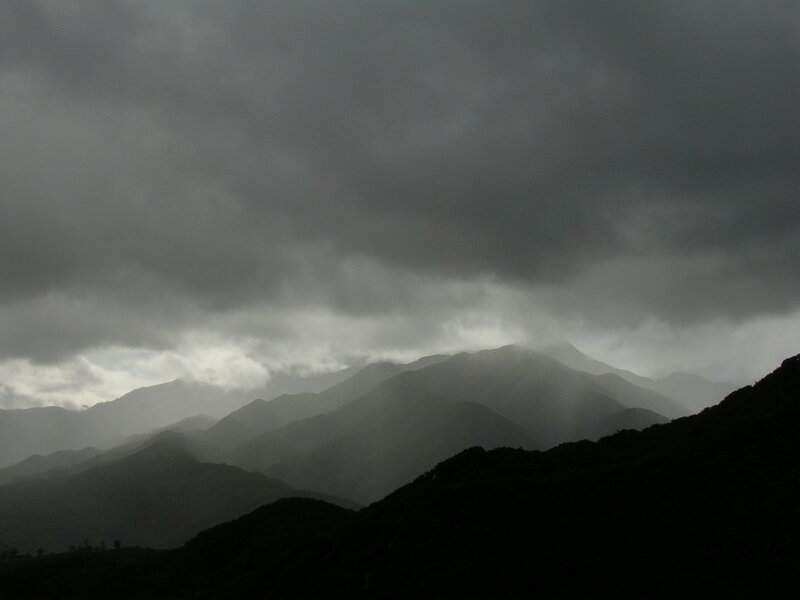 Mountain Range under Storm Clouds — Gray, Dramatic, Photograph, Mountains