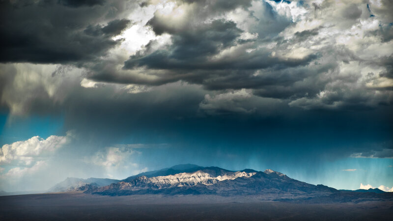 Mountain Range under Storm Clouds — Gray, Dramatic