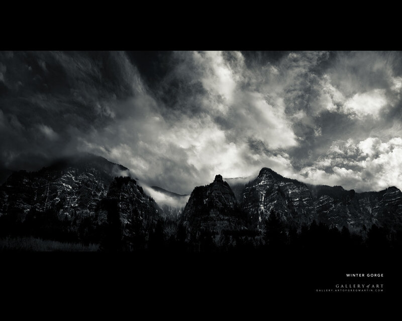 Mountain Range under Stormy Sky — Black, Dramatic