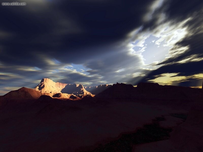 Mountain Range under Stormy Sky — Brown, Dramatic, Sunset
