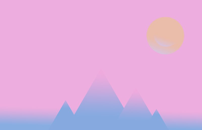 Mountain Range under Sun