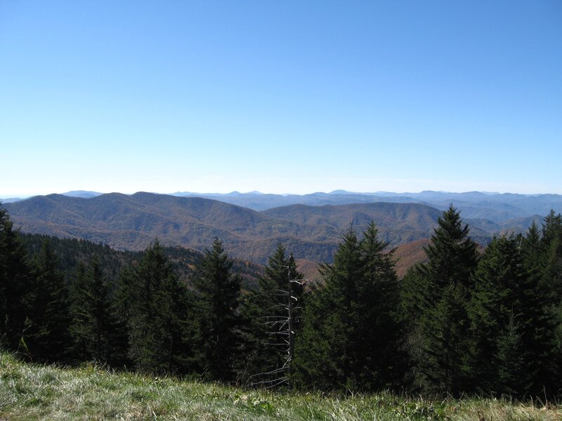 Mountain range view from a peak