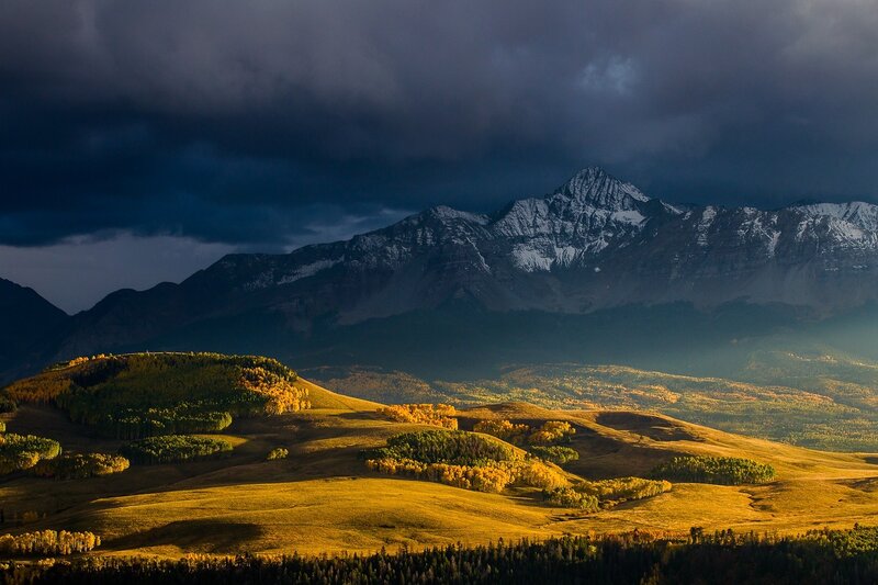 Mountain Range with Autumn Hills