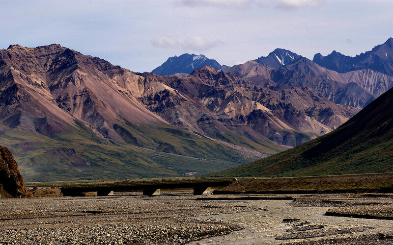 Mountain Range with Bridge