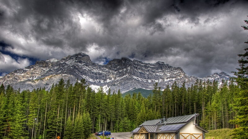 Mountain Range with Cabin