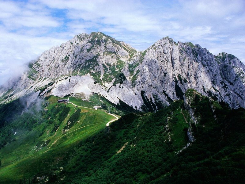 Mountain Range with Cable Car