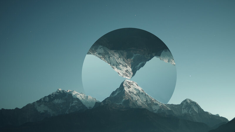 Mountain Range with Circular Cutout