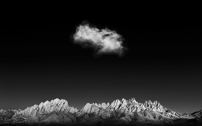 Mountain Range with Cloud — Black, Dramatic