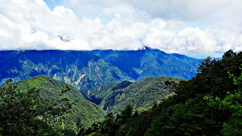 Mountain range with clouds