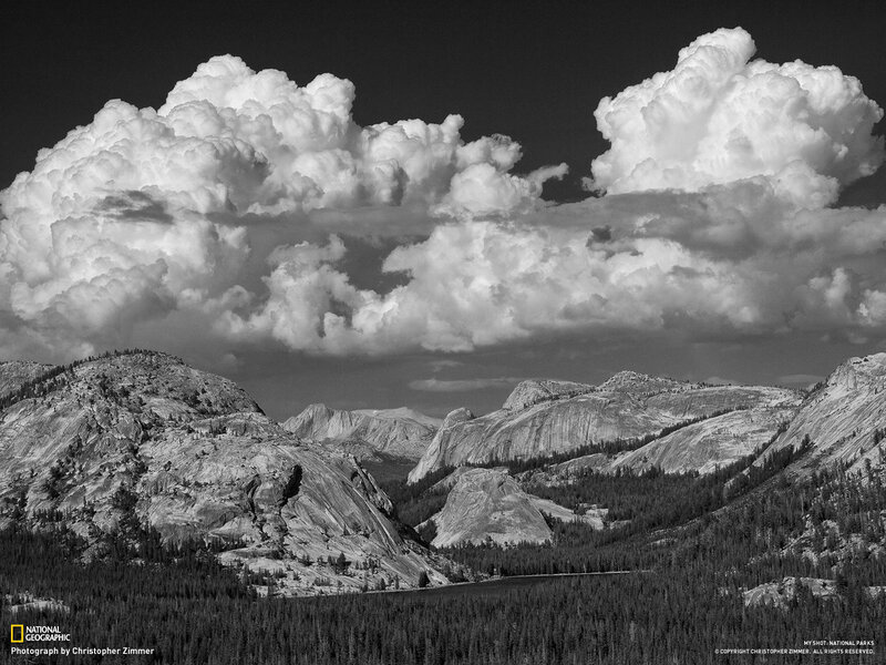 Mountain Range with Clouds — Black, Dramatic