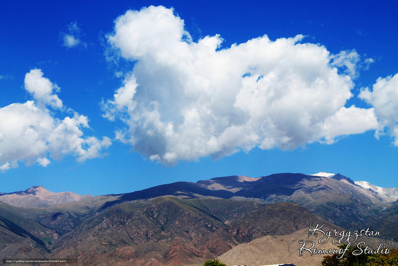 Mountain Range with Clouds — Blue, Serene, Afternoon, Photograph, Snow-capped Peaks