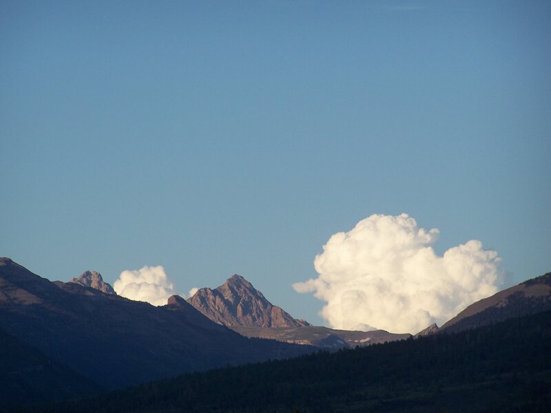 Mountain Range with Clouds — Blue, Serene, Afternoon, Photograph