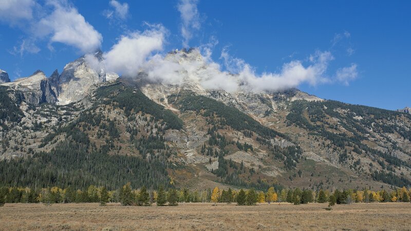 Mountain Range with Clouds — Blue, Serene, Autumn, Photograph
